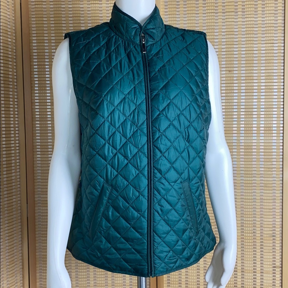 Karen Scott Sport Quilted Diamond Lightweight Vest Green Size Medium